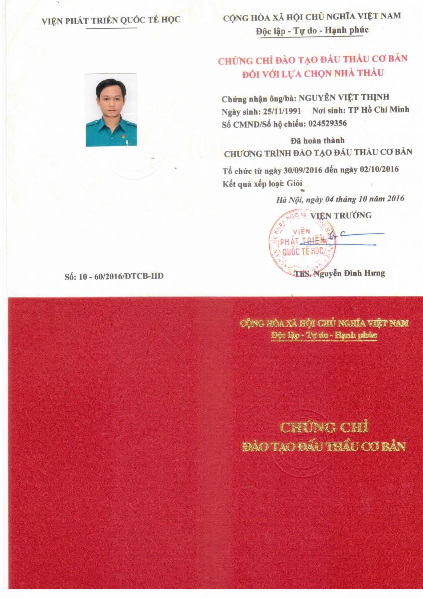 chứng chỉ đấu thầu